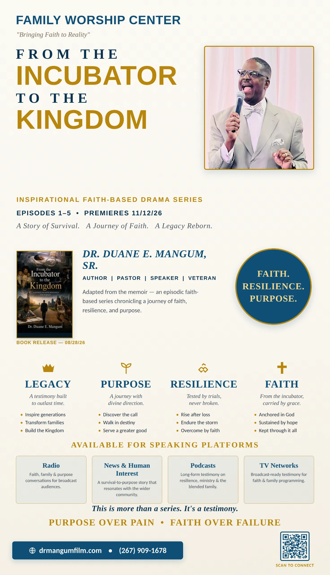 From the Incubator to the Kingdom — official series poster, Episodes 1–5, premieres 11/12/26